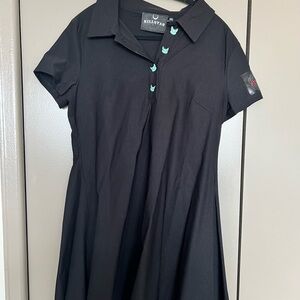 Killstar Black Shirt Dress with Mint Green Cat Buttons